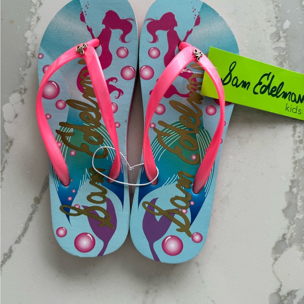 Sam Edelman Kids Flip Flops - Blue and Pink